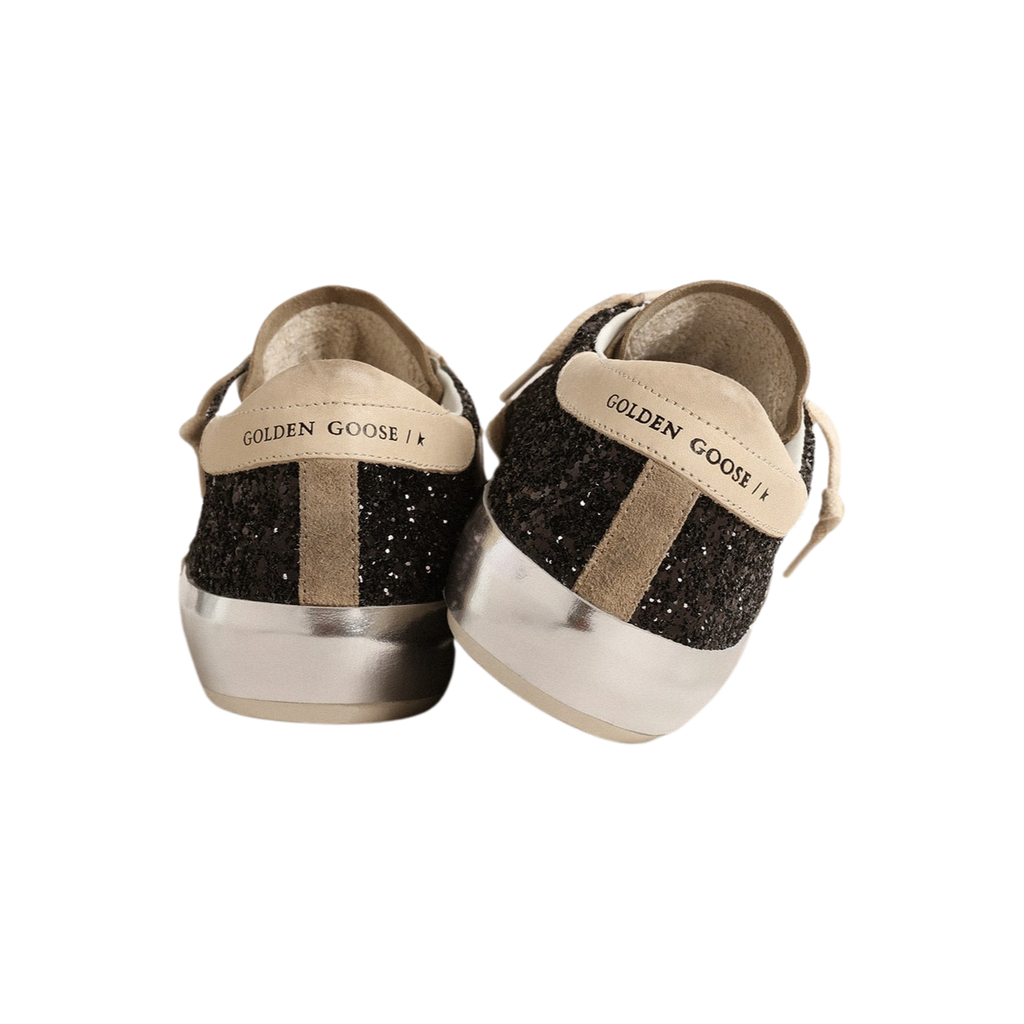 Golden Goose in black glitter with cream star and suede inserts(Women's)