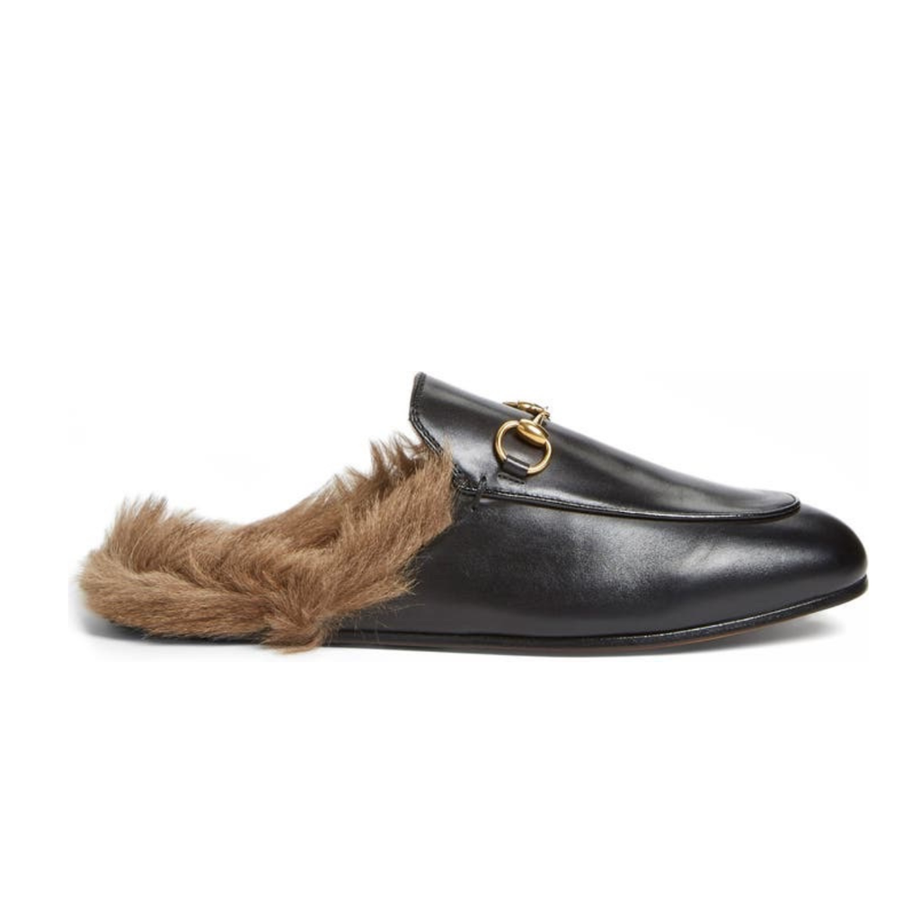 Gucci Princetown Genuine Shearling Loafer Mule - Black