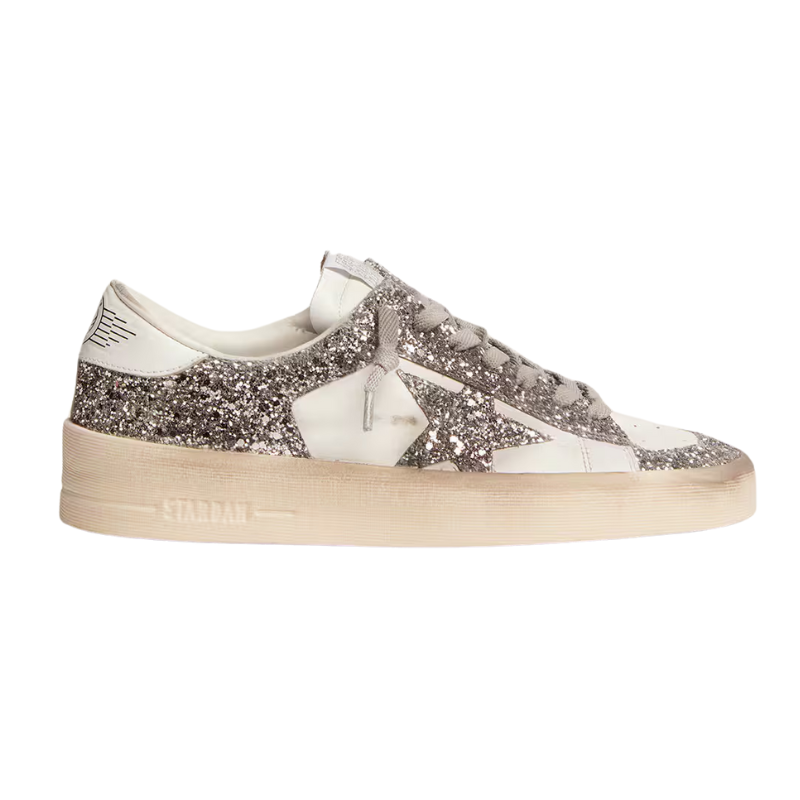 Golden Goose Baskets Stardan Cuir – Blanc Glitter